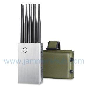 Premium 5G Cell Phone Signal Jammer with 10 Omnidirectional Antennas and Durable Silver Metal Housing