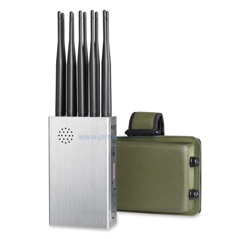Premium 5G Cell Phone Signal Jammer with 10 Omnidirectional Antennas and Durable Silver Metal Housing