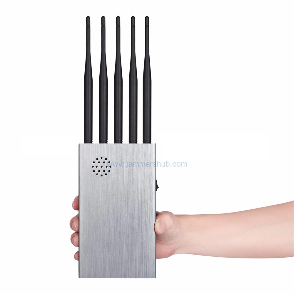 Premium 5G Cell Phone Signal Jammer with 10 Omnidirectional Antennas and Durable Silver Metal Housing - Image 3