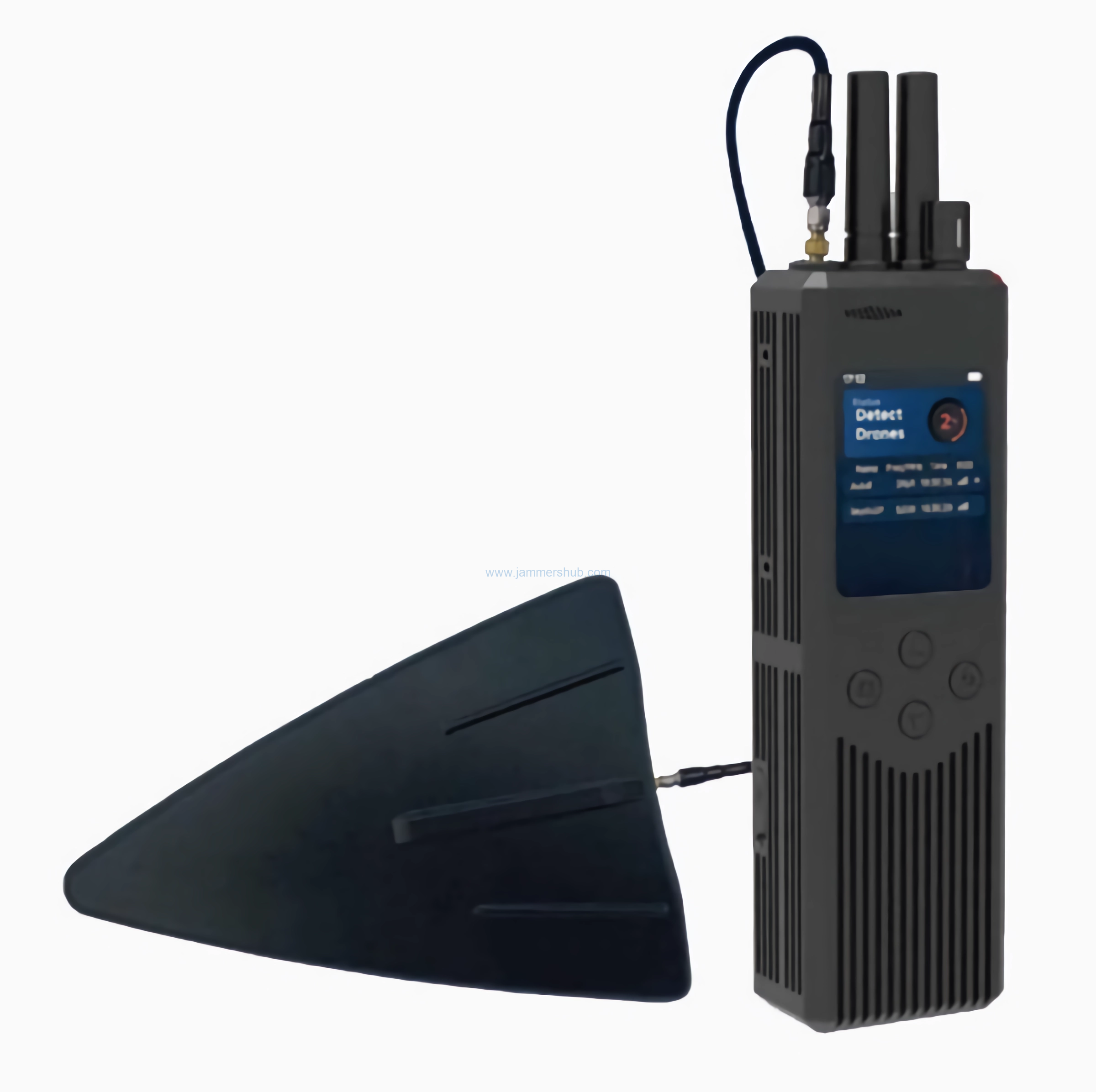 Handheld Drone Detection Device with Directional Antenna for Walkie Talkie Compatibility